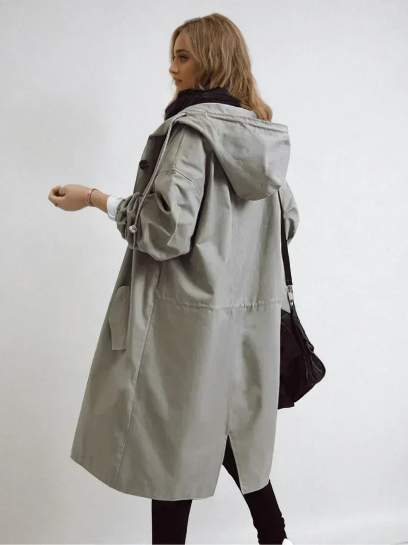 Leonie | Regenjacke Damen Lang mit Kapuze Übergroß