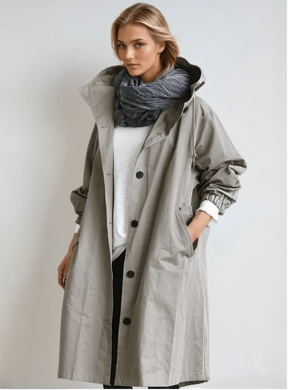 Leonie | Regenjacke Damen Lang mit Kapuze Übergroß