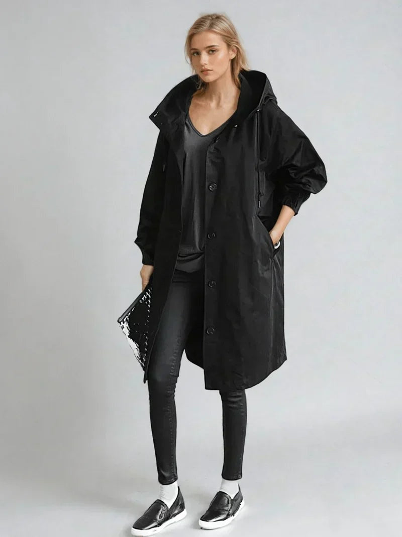 Leonie | Regenjacke Damen Lang mit Kapuze Übergroß