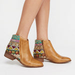 Leonie | Stiefeletten Damen Boho Bestickt Blockabsatz