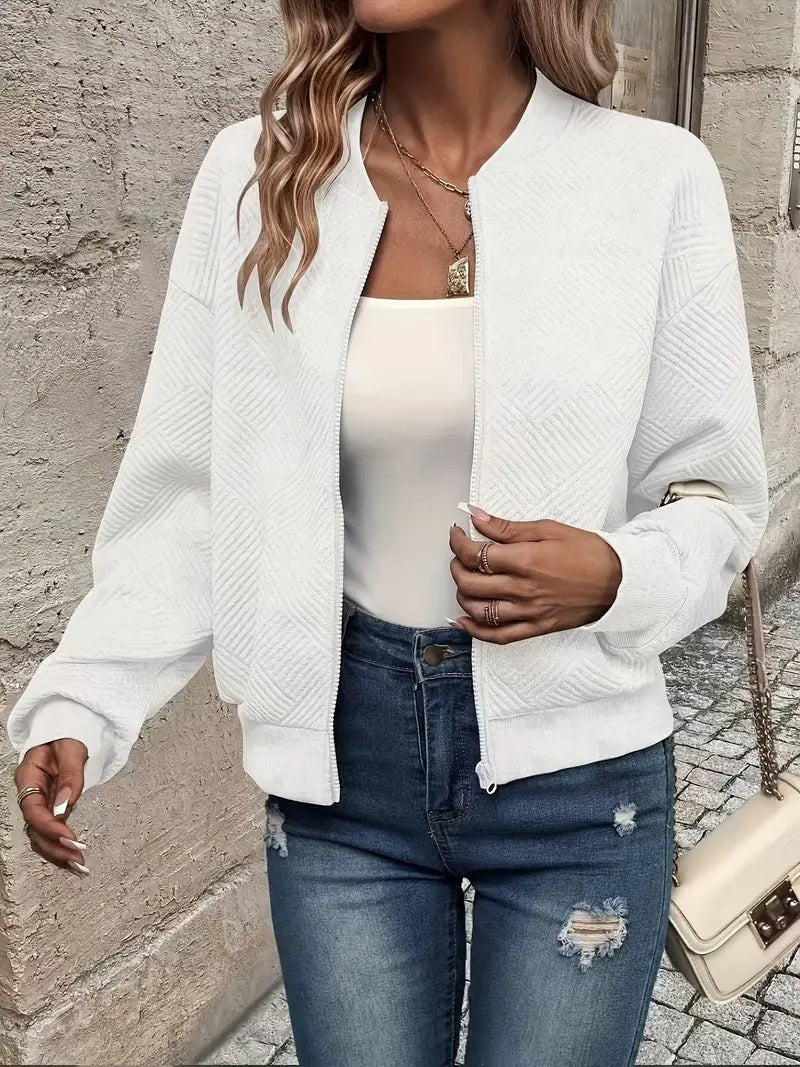 Leonie | Strukturierte Jacke Damen Reissverschluss Kurzjacke