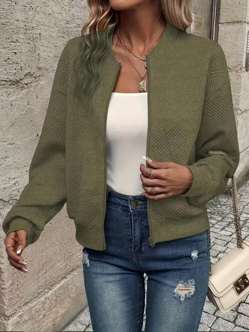 Leonie | Strukturierte Jacke Damen Reissverschluss Kurzjacke