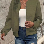 Leonie | Strukturierte Jacke Damen Reissverschluss Kurzjacke