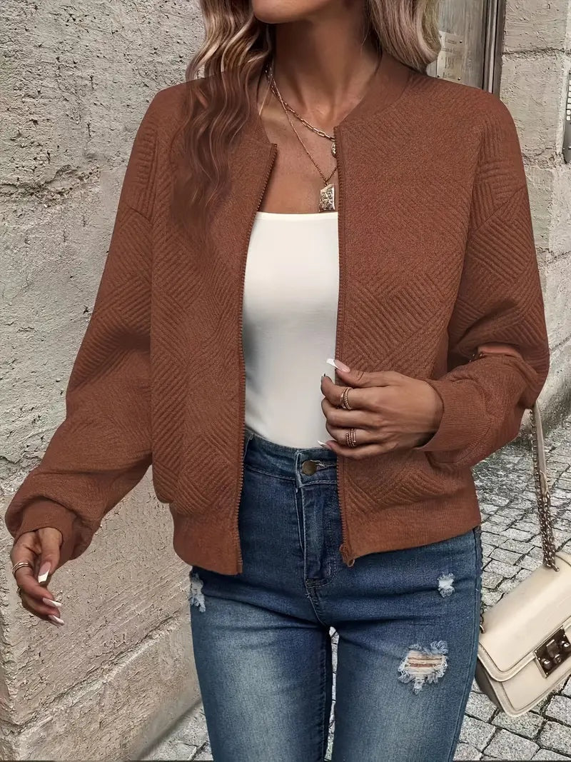 Leonie | Strukturierte Jacke Damen Reissverschluss Kurzjacke