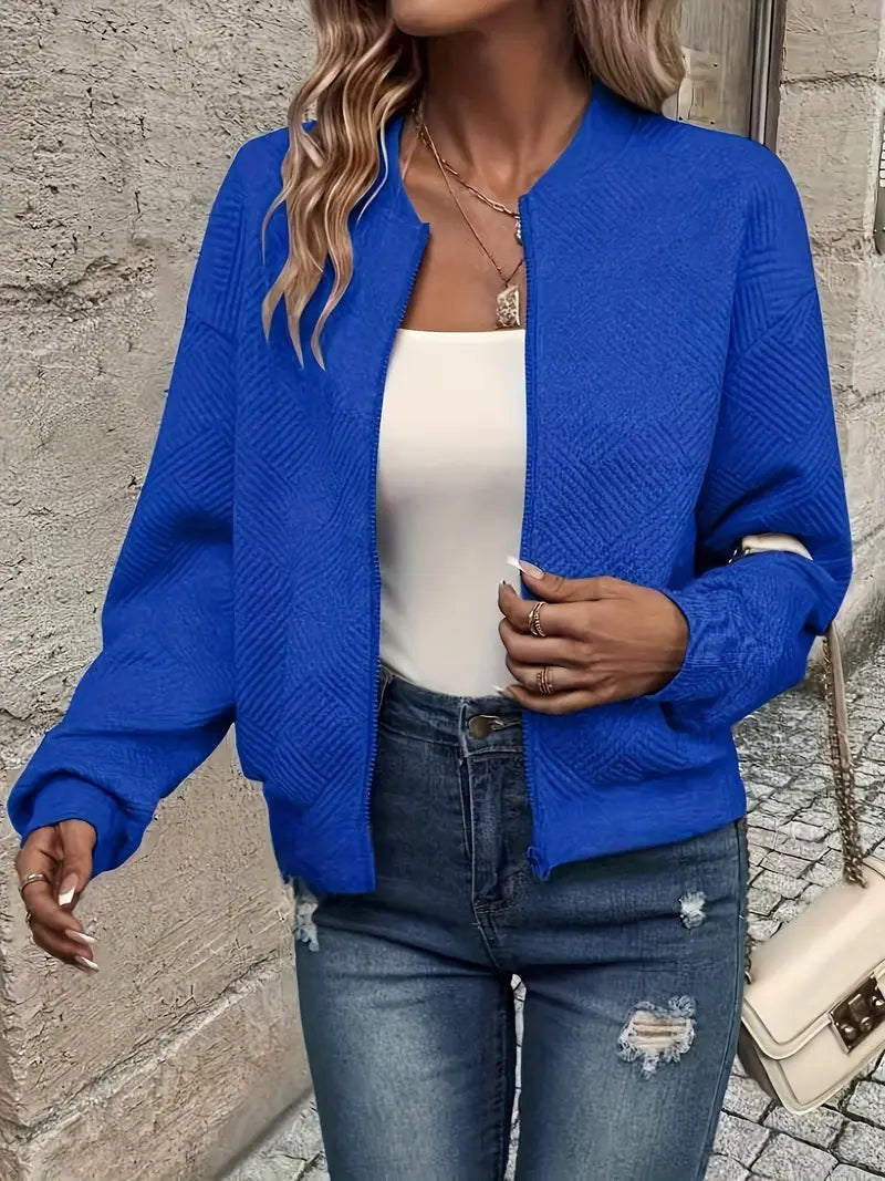 Leonie | Strukturierte Jacke Damen Reissverschluss Kurzjacke