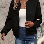 Leonie | Strukturierte Jacke Damen Reissverschluss Kurzjacke