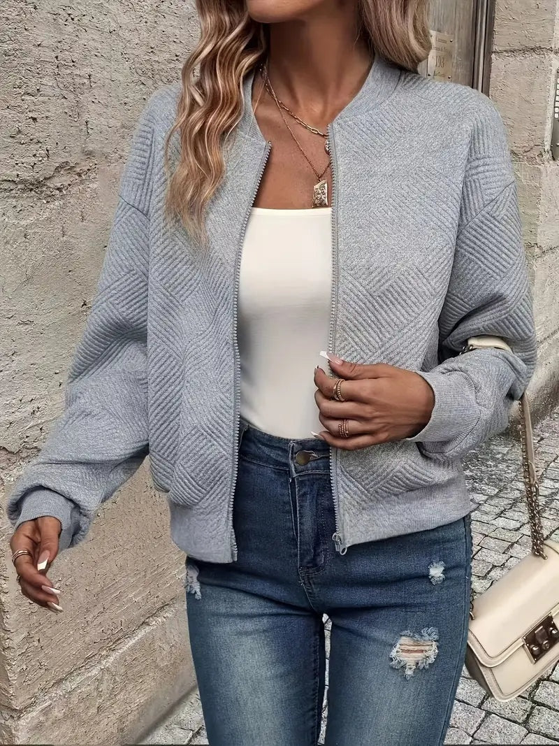 Leonie | Strukturierte Jacke Damen Reissverschluss Kurzjacke