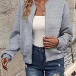 Leonie | Strukturierte Jacke Damen Reissverschluss Kurzjacke