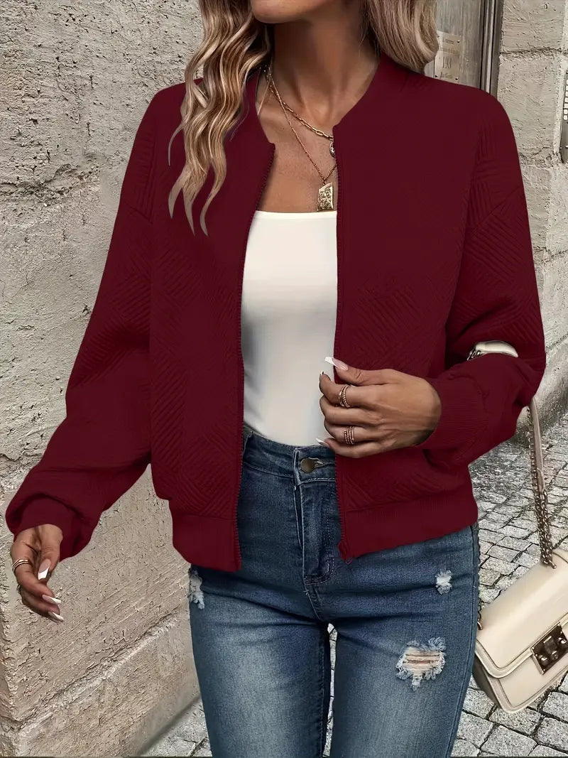 Leonie | Strukturierte Jacke Damen Reissverschluss Kurzjacke