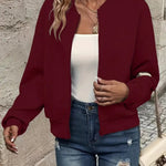 Leonie | Strukturierte Jacke Damen Reissverschluss Kurzjacke