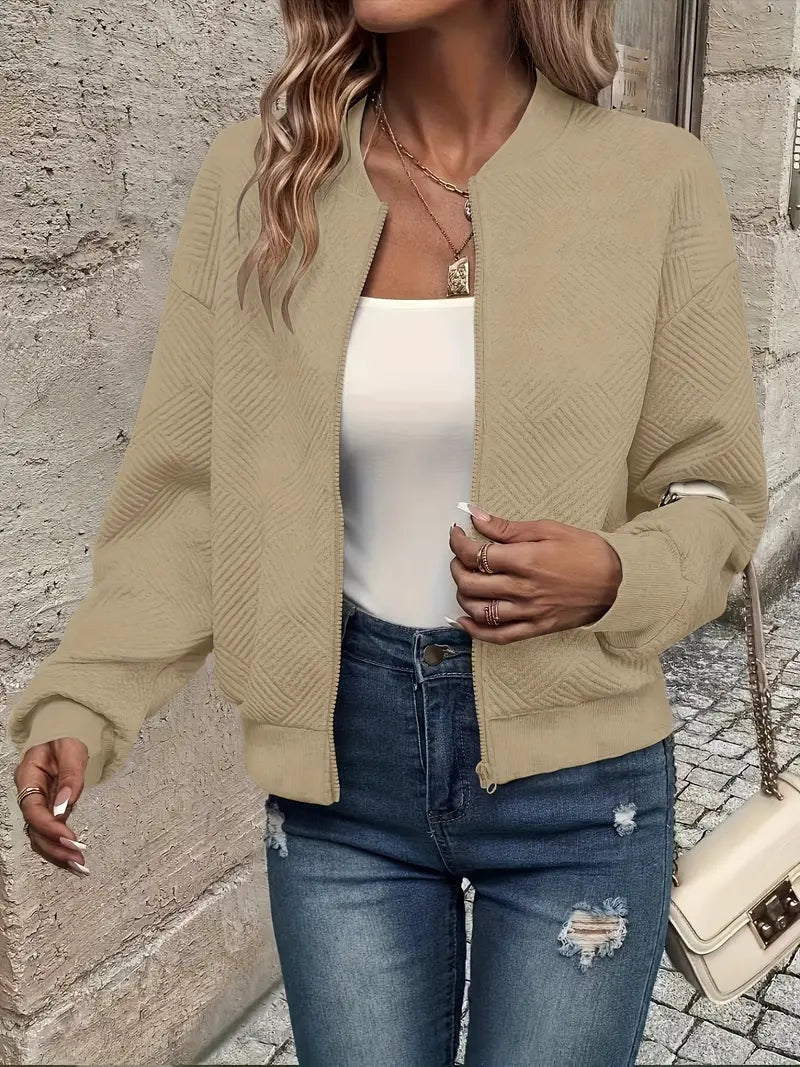 Leonie | Strukturierte Jacke Damen Reissverschluss Kurzjacke
