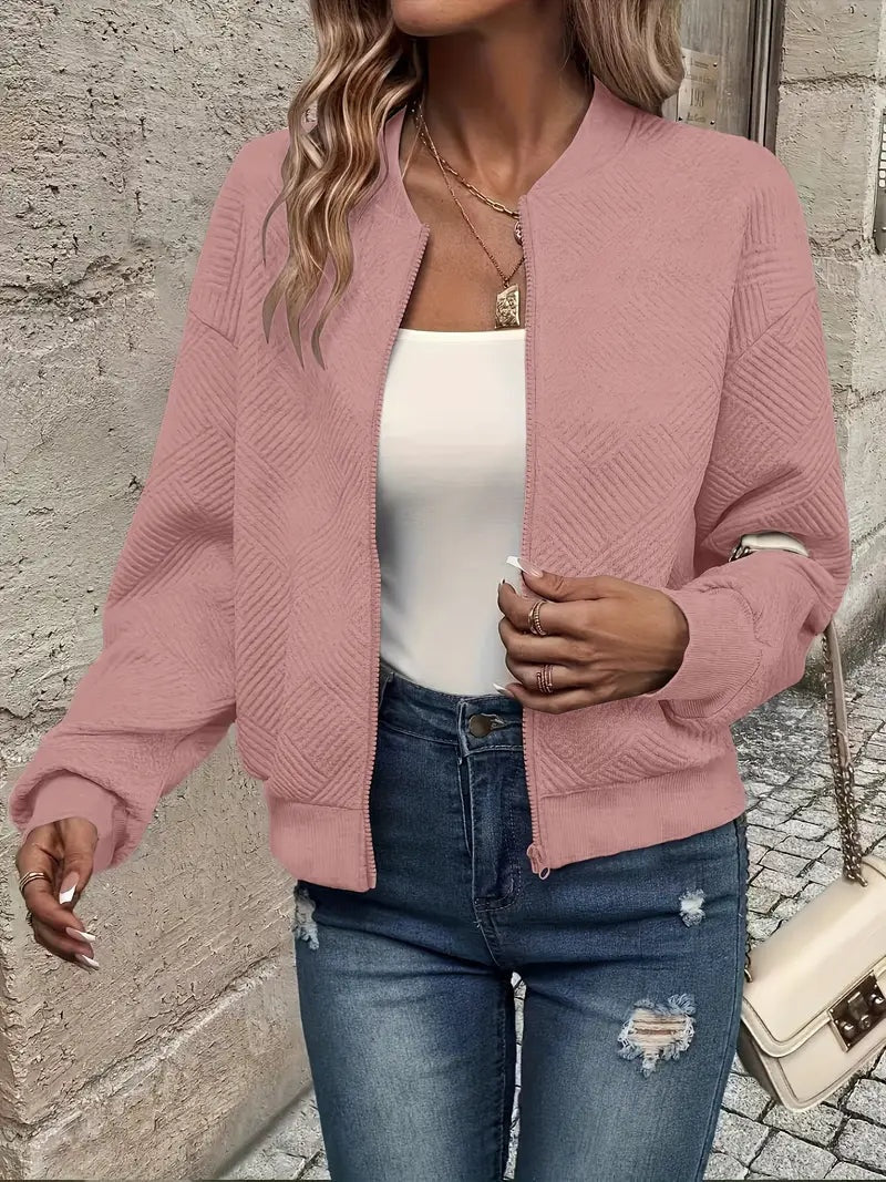 Leonie | Strukturierte Jacke Damen Reissverschluss Kurzjacke