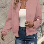 Leonie | Strukturierte Jacke Damen Reissverschluss Kurzjacke