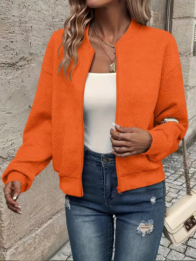 Leonie | Strukturierte Jacke Damen Reissverschluss Kurzjacke