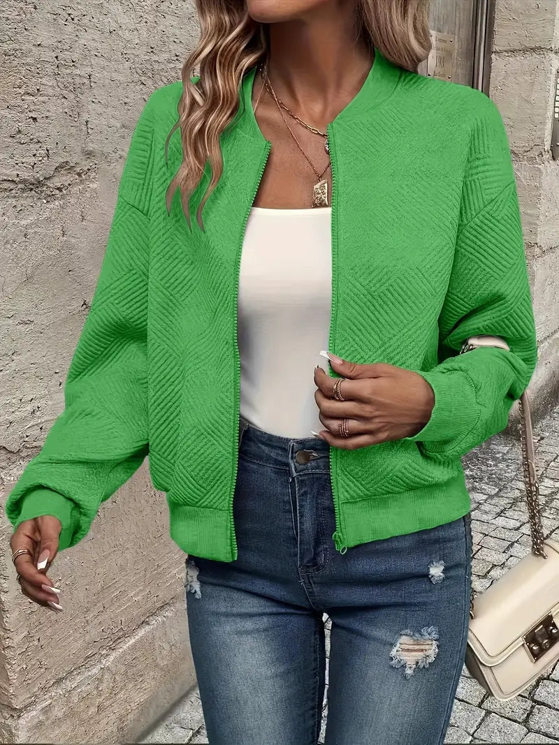 Leonie | Strukturierte Jacke Damen Reissverschluss Kurzjacke