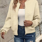 Leonie | Strukturierte Jacke Damen Reissverschluss Kurzjacke