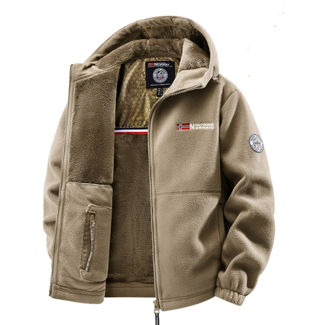 Levin | Fleecejacke mit Kapuze Herren Thermofutter Reissverschluss