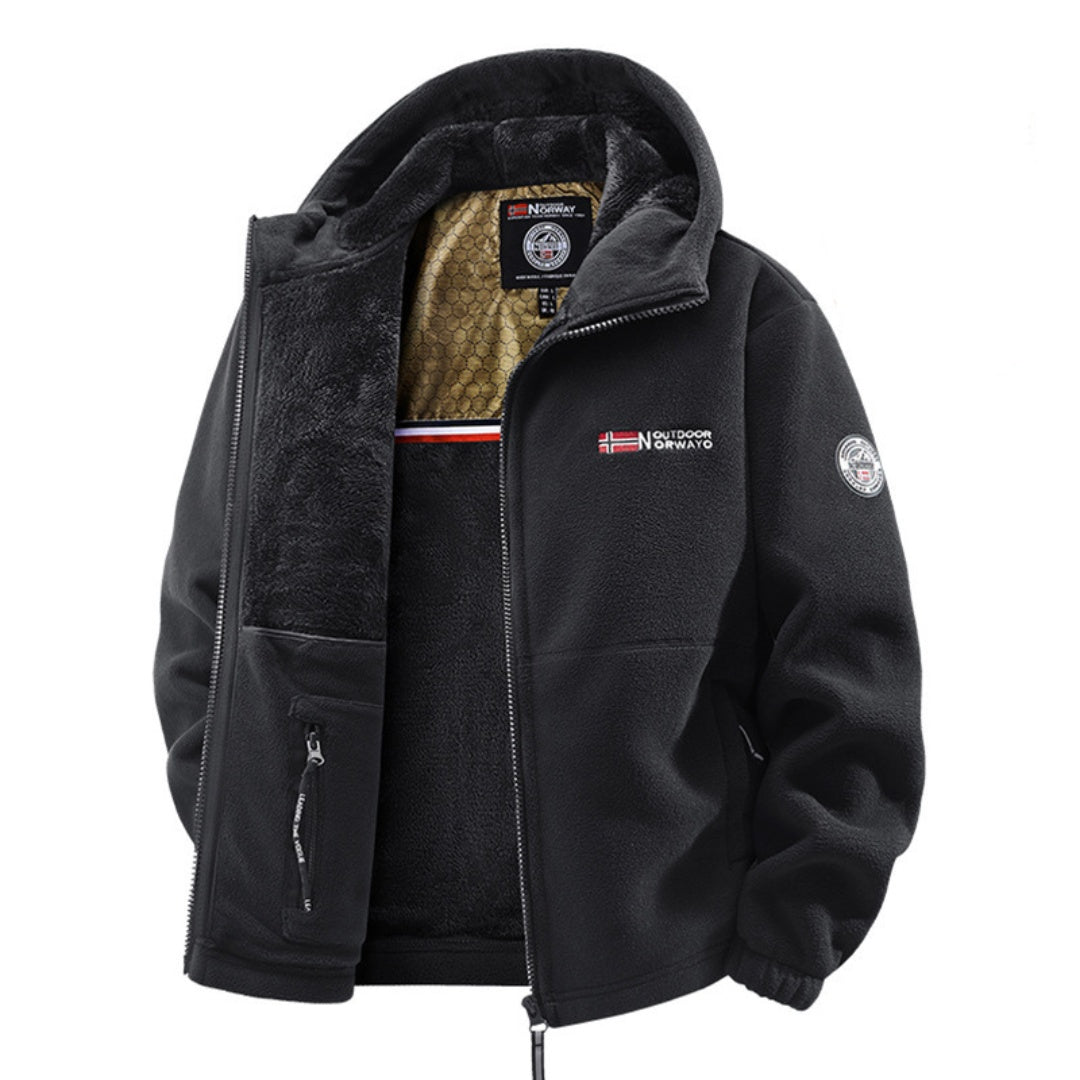 Levin | Fleecejacke mit Kapuze Herren Thermofutter Reissverschluss