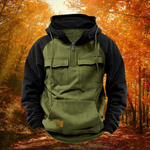Levin | Hoodie Herren Half-Zip mit Kapuze Tactical