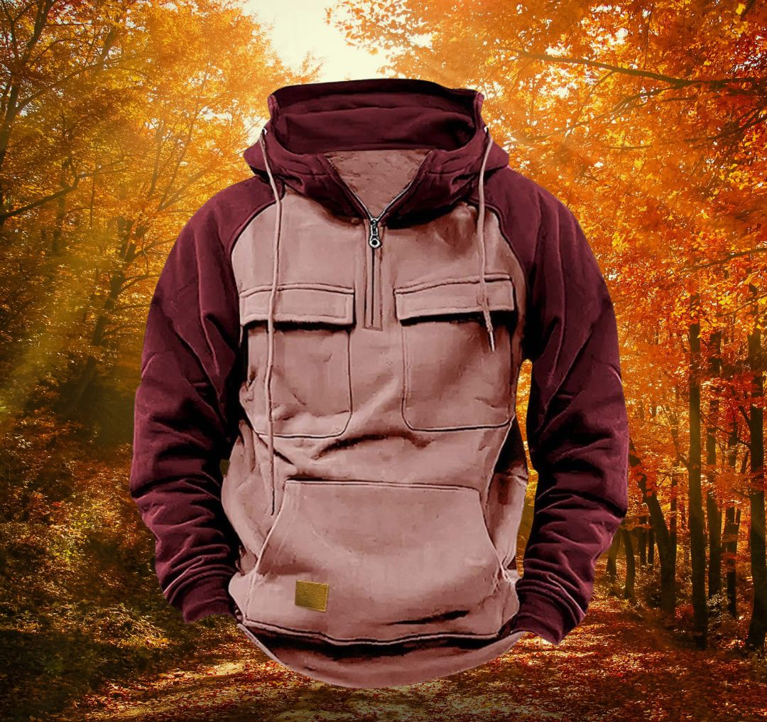 Levin | Hoodie Herren Half-Zip mit Kapuze Tactical