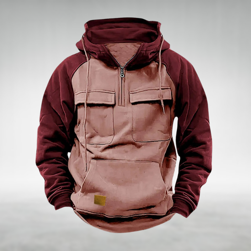 Levin | Hoodie Herren Half-Zip mit Kapuze Tactical