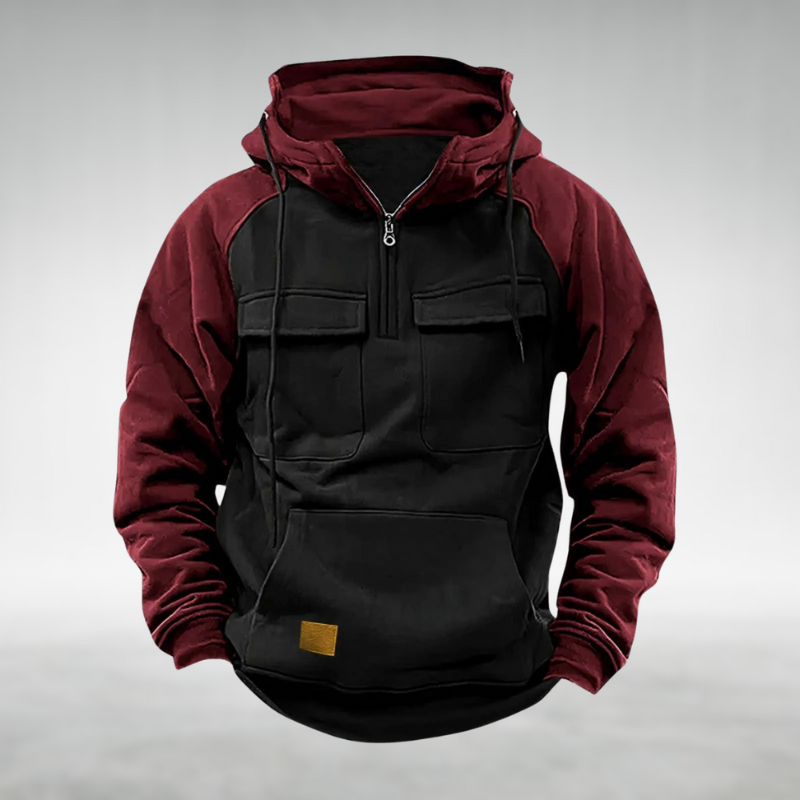 Levin | Hoodie Herren Half-Zip mit Kapuze Tactical