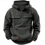 Levin | Hoodie Herren Half-Zip mit Kapuze Tactical