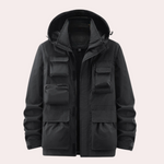 Levin | Regenjacke Herren mit Kapuze Multitaschen Anorak