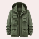 Levin | Regenjacke Herren mit Kapuze Multitaschen Anorak