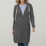 Liselotte | Langer Hoodie Damen mit Reißverschluss und Kapuze