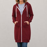 Liselotte | Langer Hoodie Damen mit Reißverschluss und Kapuze