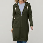 Liselotte | Langer Hoodie Damen mit Reißverschluss und Kapuze