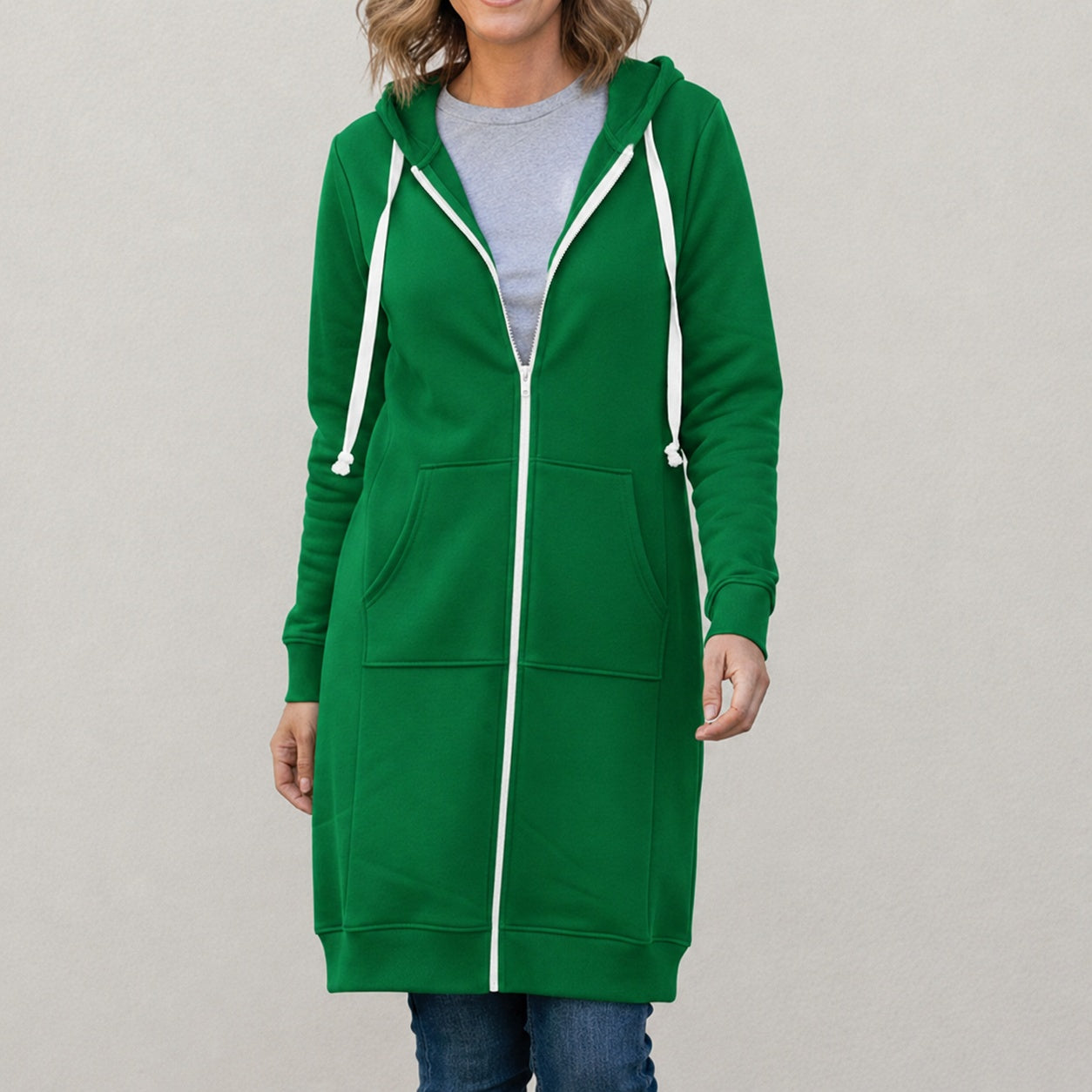 Liselotte | Langer Hoodie Damen mit Reißverschluss und Kapuze