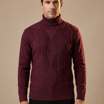 Livio | Rollkragen Pullover Herren mit Zopfmuster Strick Slim Fit