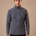 Livio | Rollkragen Pullover Herren mit Zopfmuster Strick Slim Fit