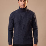 Livio | Rollkragen Pullover Herren mit Zopfmuster Strick Slim Fit