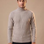 Livio | Rollkragen Pullover Herren mit Zopfmuster Strick Slim Fit