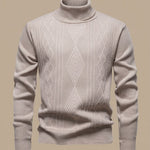 Livio | Rollkragen Pullover Herren mit Zopfmuster Strick Slim Fit
