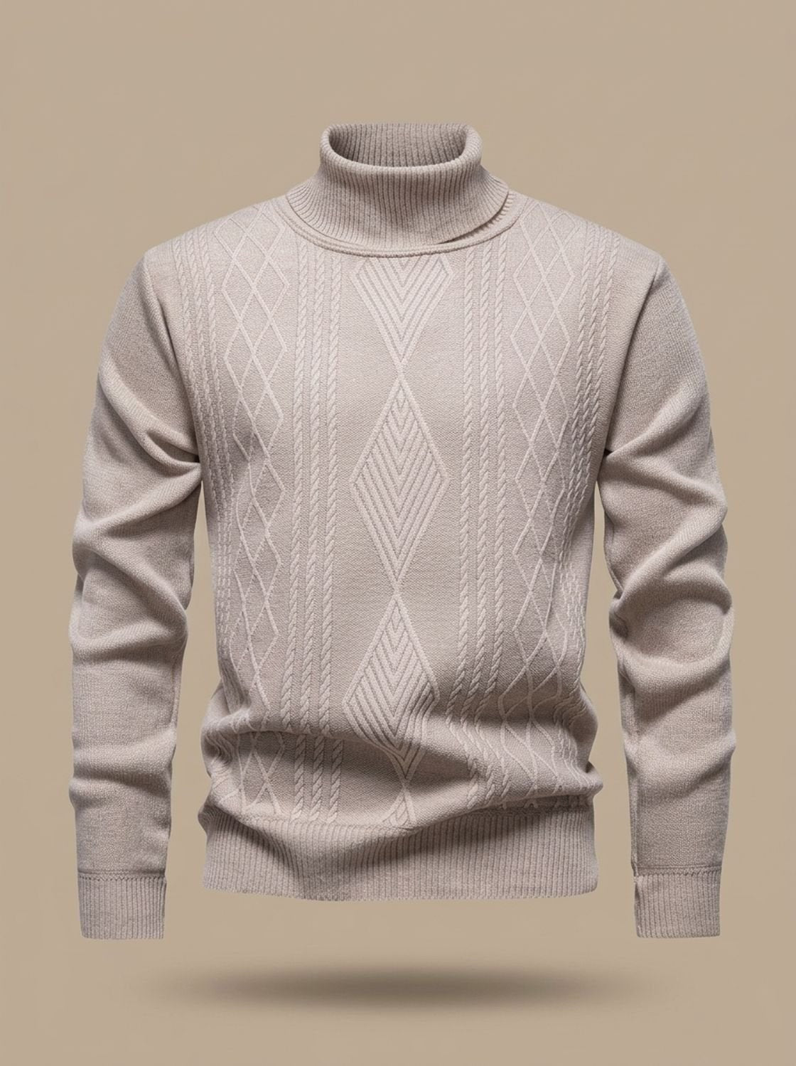 Livio | Rollkragen Pullover Herren mit Zopfmuster Strick Slim Fit