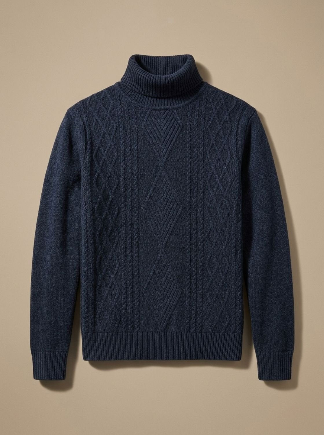 Livio | Rollkragen Pullover Herren mit Zopfmuster Strick Slim Fit