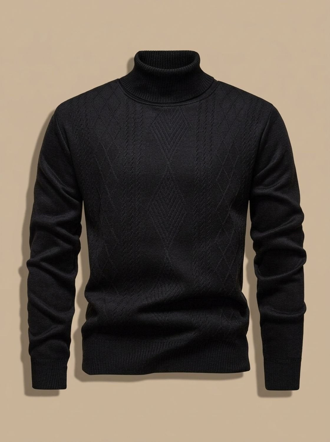 Livio | Rollkragen Pullover Herren mit Zopfmuster Strick Slim Fit