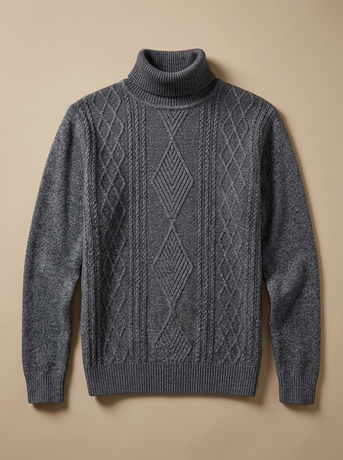 Livio | Rollkragen Pullover Herren mit Zopfmuster Strick Slim Fit