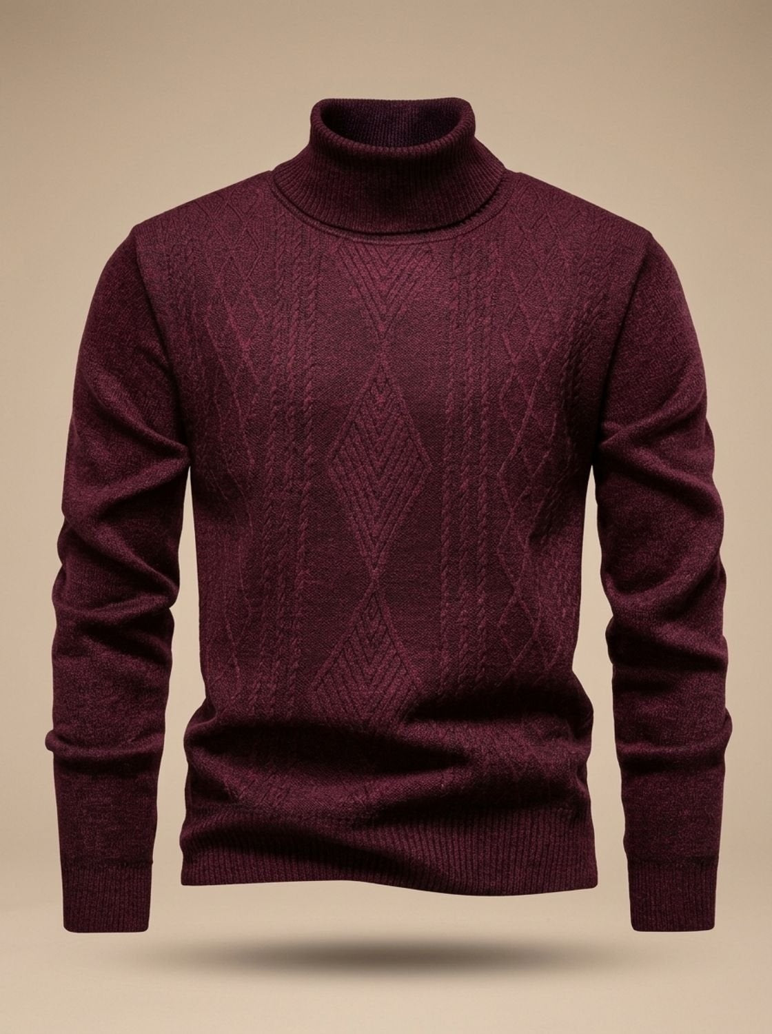 Livio | Rollkragen Pullover Herren mit Zopfmuster Strick Slim Fit