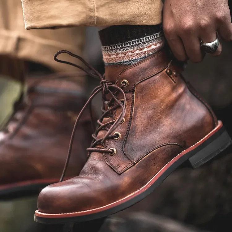 Livio | Stiefel Herren aus Leder Knöchelhoch mit Schnürung