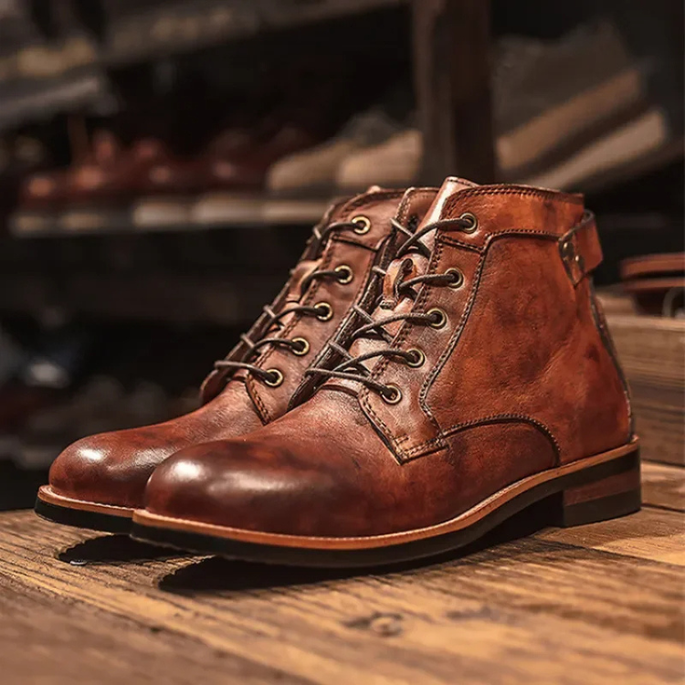 Livio | Stiefel Herren aus Leder Knöchelhoch mit Schnürung