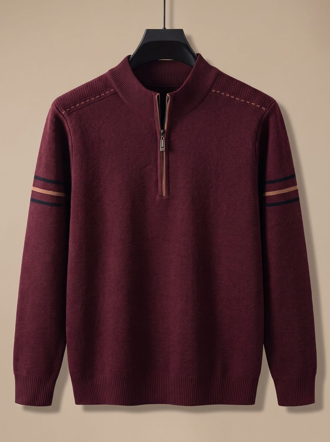 Lorenz | Pullover Herren Half-Zip Stehkragen Strick Reissverschluss