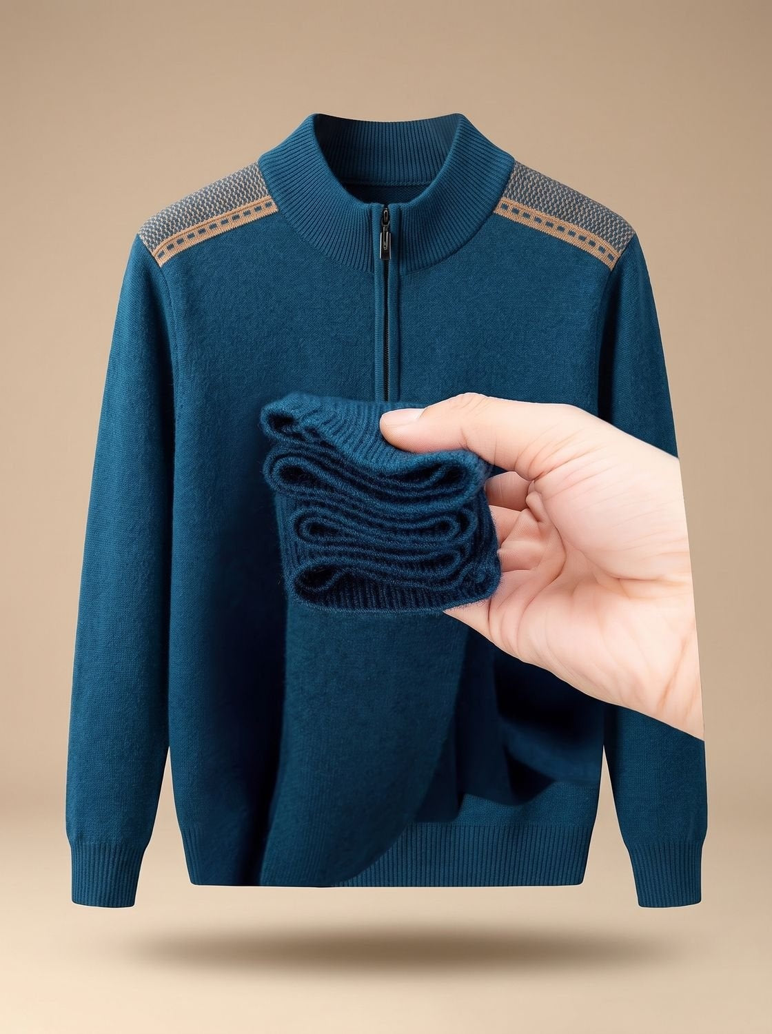 Lorenz | Pullover Herren Half-Zip Stehkragen Strick Reissverschluss