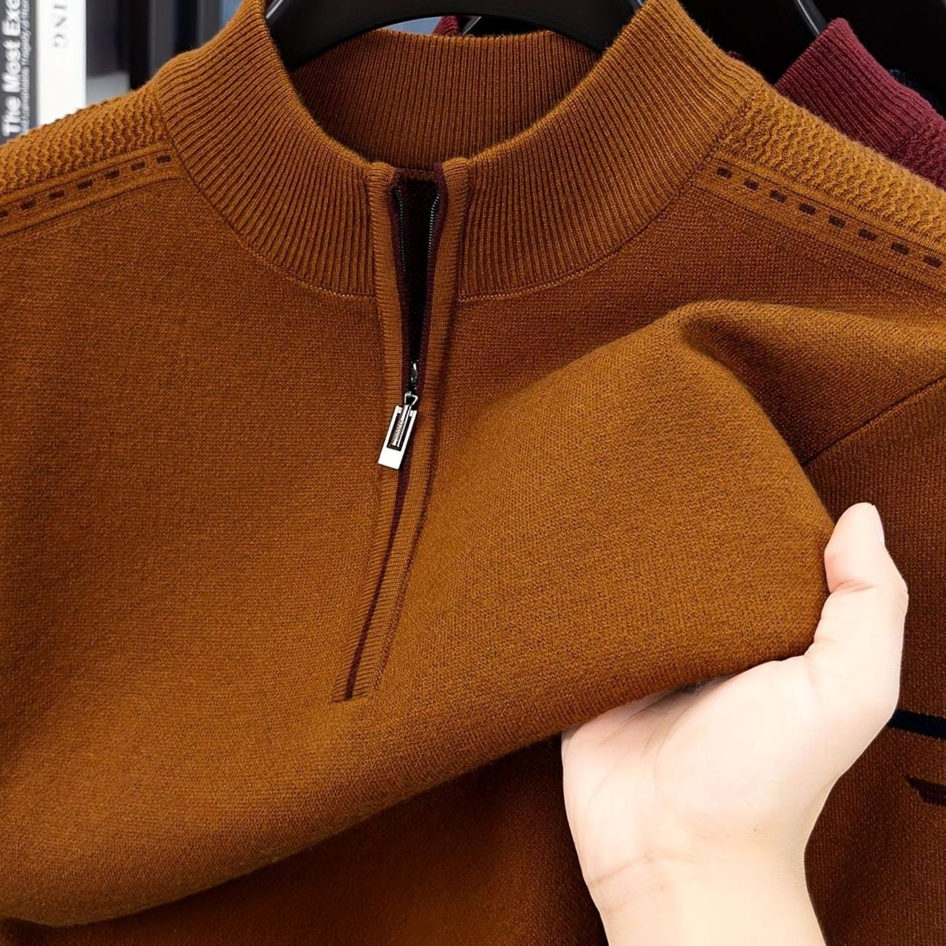 Lorenz | Pullover Herren Half-Zip Stehkragen Strick Reissverschluss