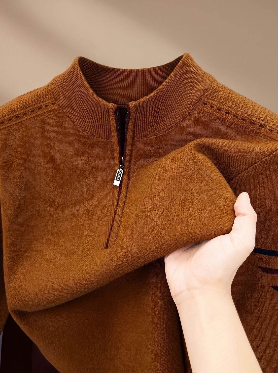 Lorenz | Pullover Herren Half-Zip Stehkragen Strick Reissverschluss