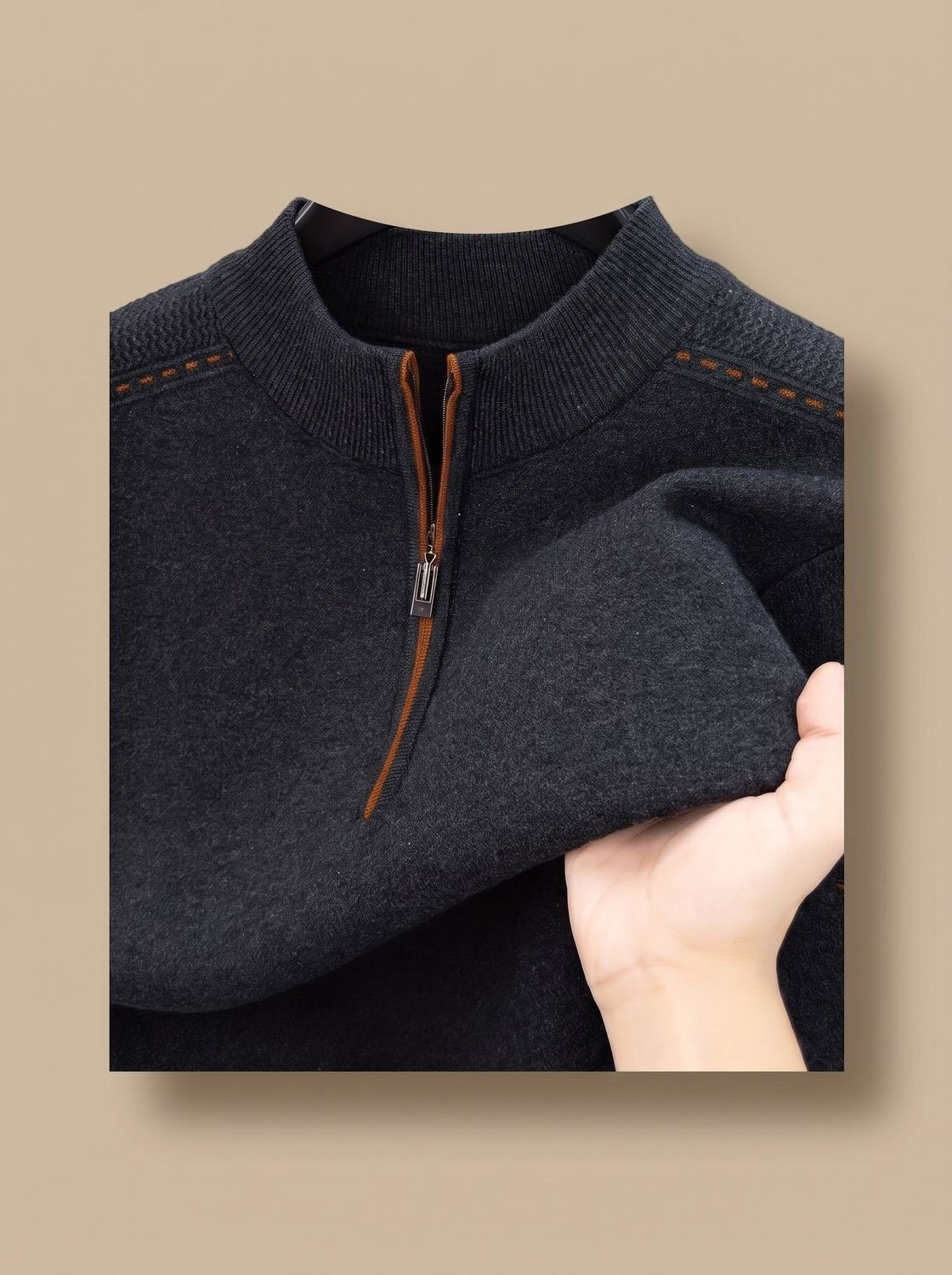 Lorenz | Pullover Herren Half-Zip Stehkragen Strick Reissverschluss